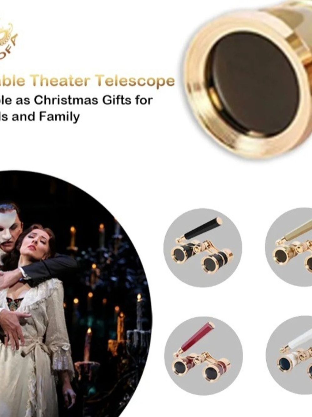 Classic Gold Opera Theater Concert Glasses with Handle - Picture 4 of 7